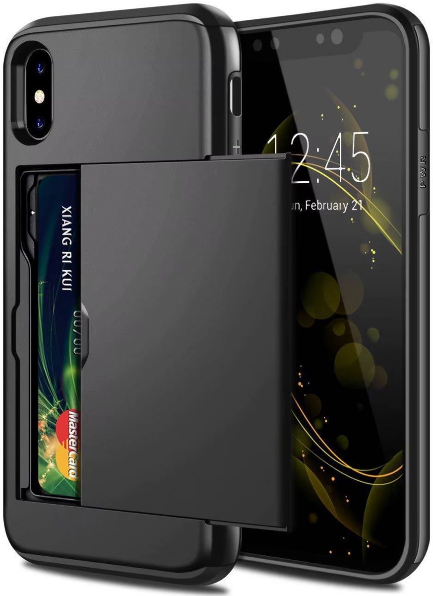 Slide Kaarthouder Telefoonhoesje – Geschikt voor iPhone 16 | Portemonnee Case met Kaartsleuf, Slimme Cover en Bescherming