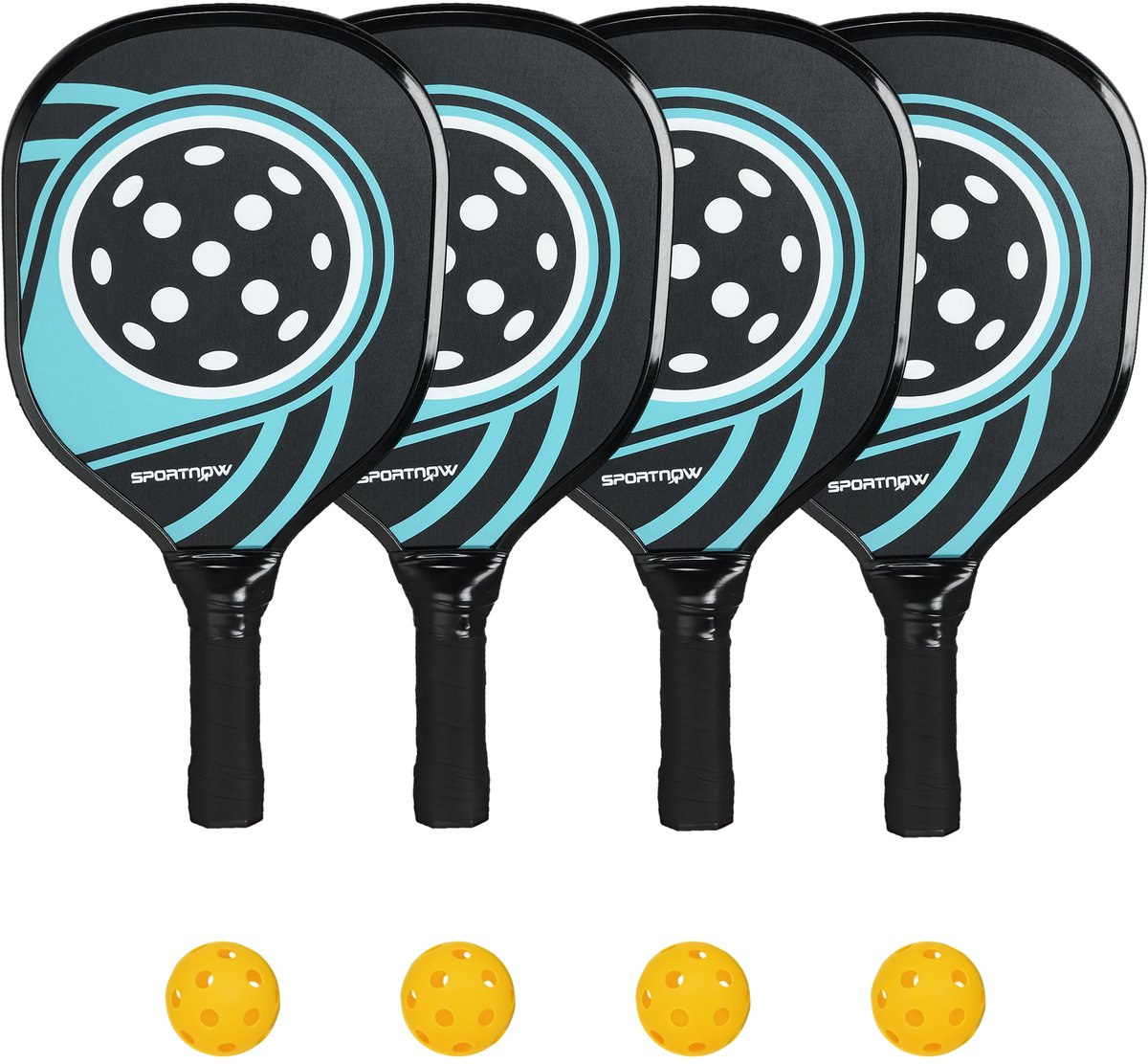 SPORTNOW-Pappelholz, Kunststoff-Schwarz+Blau-40L x 20B x 3H cm-Pickleball-Schläger-Set
