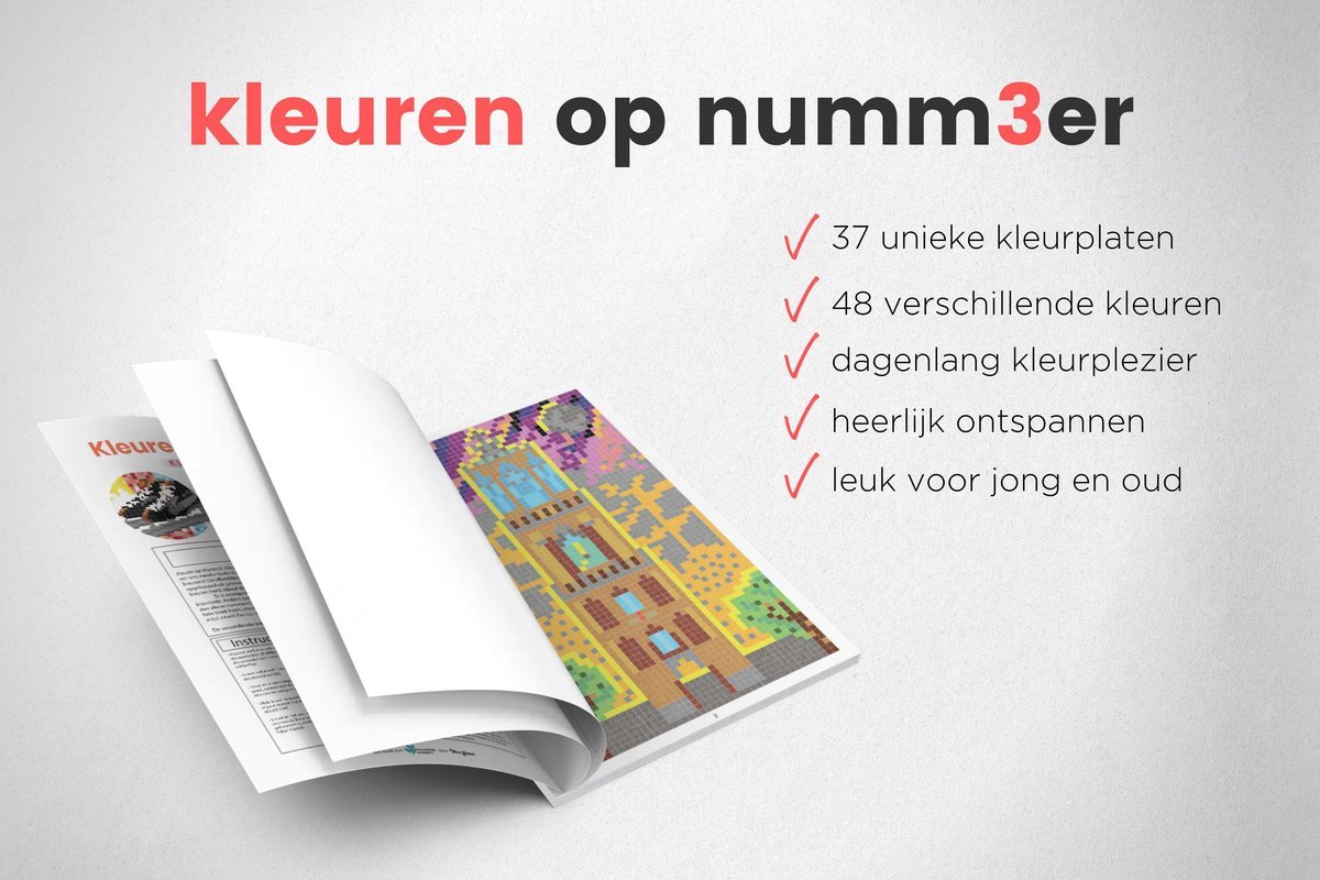 Kleuren op Nummer voor Volwassenen | Kleurrijk Holland | Inclusief Bijpassende Stiften | Kleurboek voor Volwassenen | Kleuren op Numm3r | Color by Number | Twinmarkers — afbeelding 4