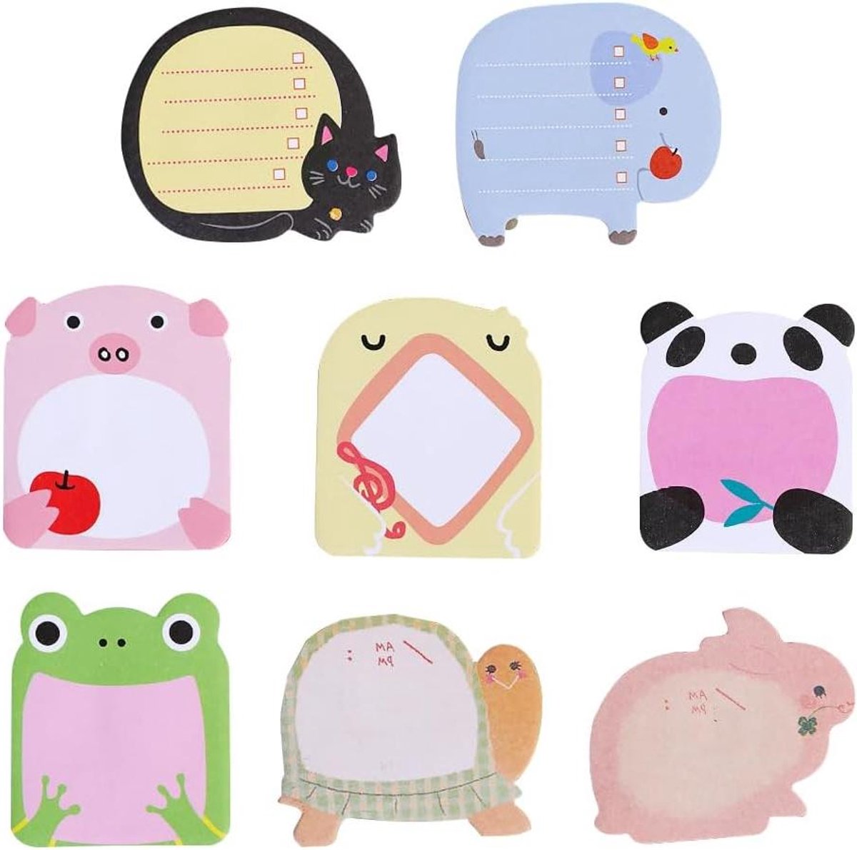 Allecto Premium - Set van 24 schattige dieren plaknotities - Cartoon zelfklevende notities - Nieuwigheid dieren vormige plaknotities - Leerlingen kinderen geschenken