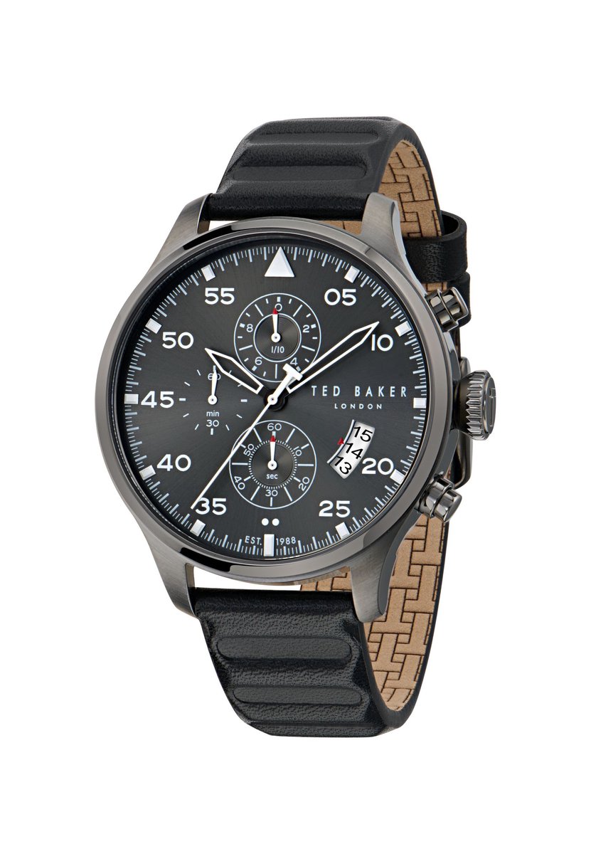 Ted Baker Fulmaar Quartz Chronograaf Horloge Zwart Kast: 100% Roestvrij Staal | Armband: 100% Leer 44 BKPFMS501W0, BKPFMS503W0