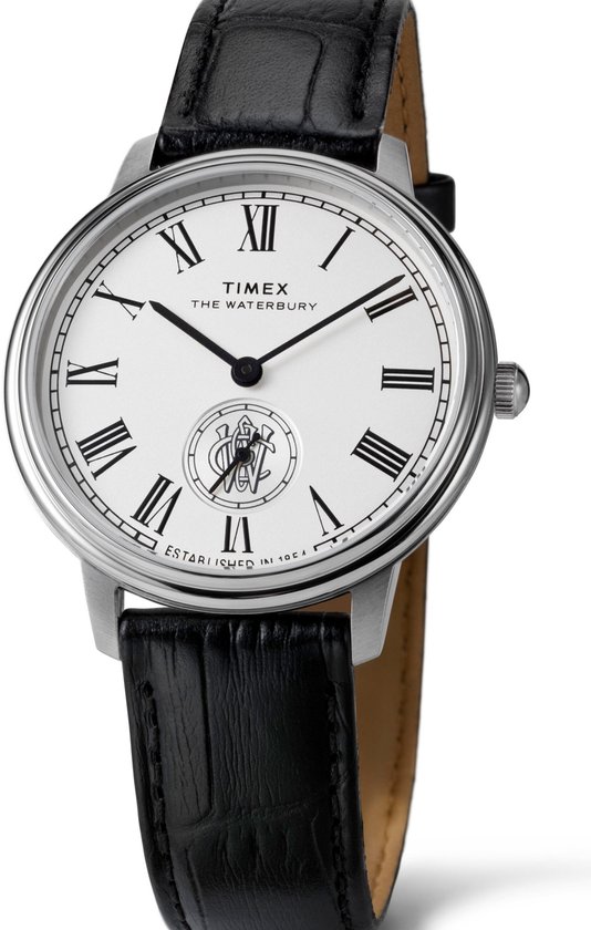 Montre analogique à Quartz Timex Waterbury Metropolitan Sub Second, Zwart : 100 % acier inoxydable | Bracelet : 100 % Cuir 39 TW2Y23100AJ