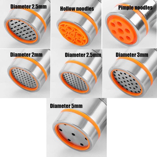 Noodles Machine Manual Noodle Maker Machine with 7 Noodle Moulds - Stainless Steel van Merkloos — afbeelding 2