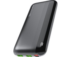Voomy Powerbank 10000 mAh - Snellader 22.5W - USB C & USB A - LED Indicator - Universele Powerbank geschikt voor o.a. iOS/Android - Noodpakket - Compact Ontwerp - Zwart