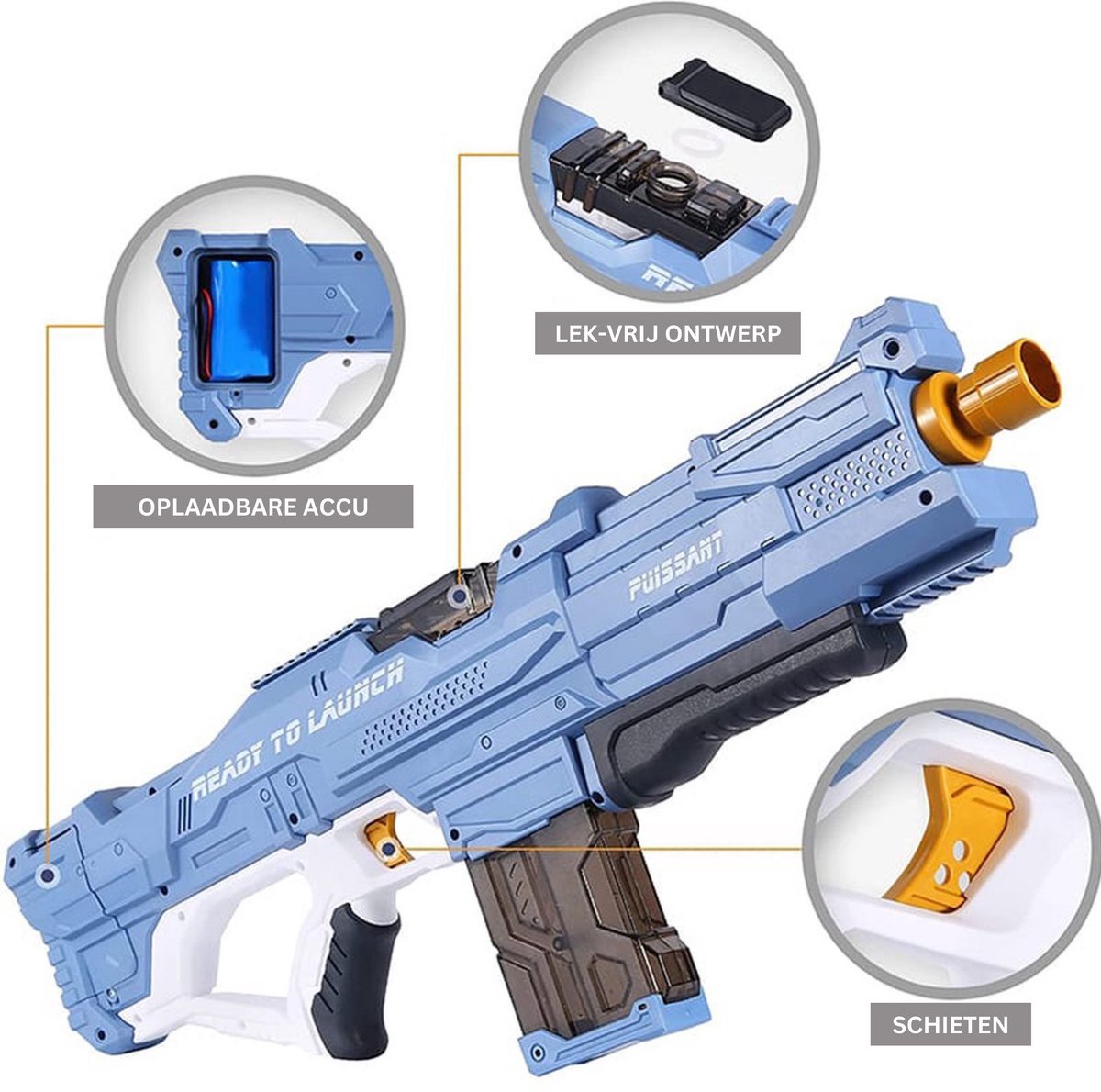 Modito Automatisch Waterpistool met Vizier Blauw - Elektrisch Waterpistool - Watergeweer - Super Soaker - Watergun - Buitenspeelgoed — afbeelding 3
