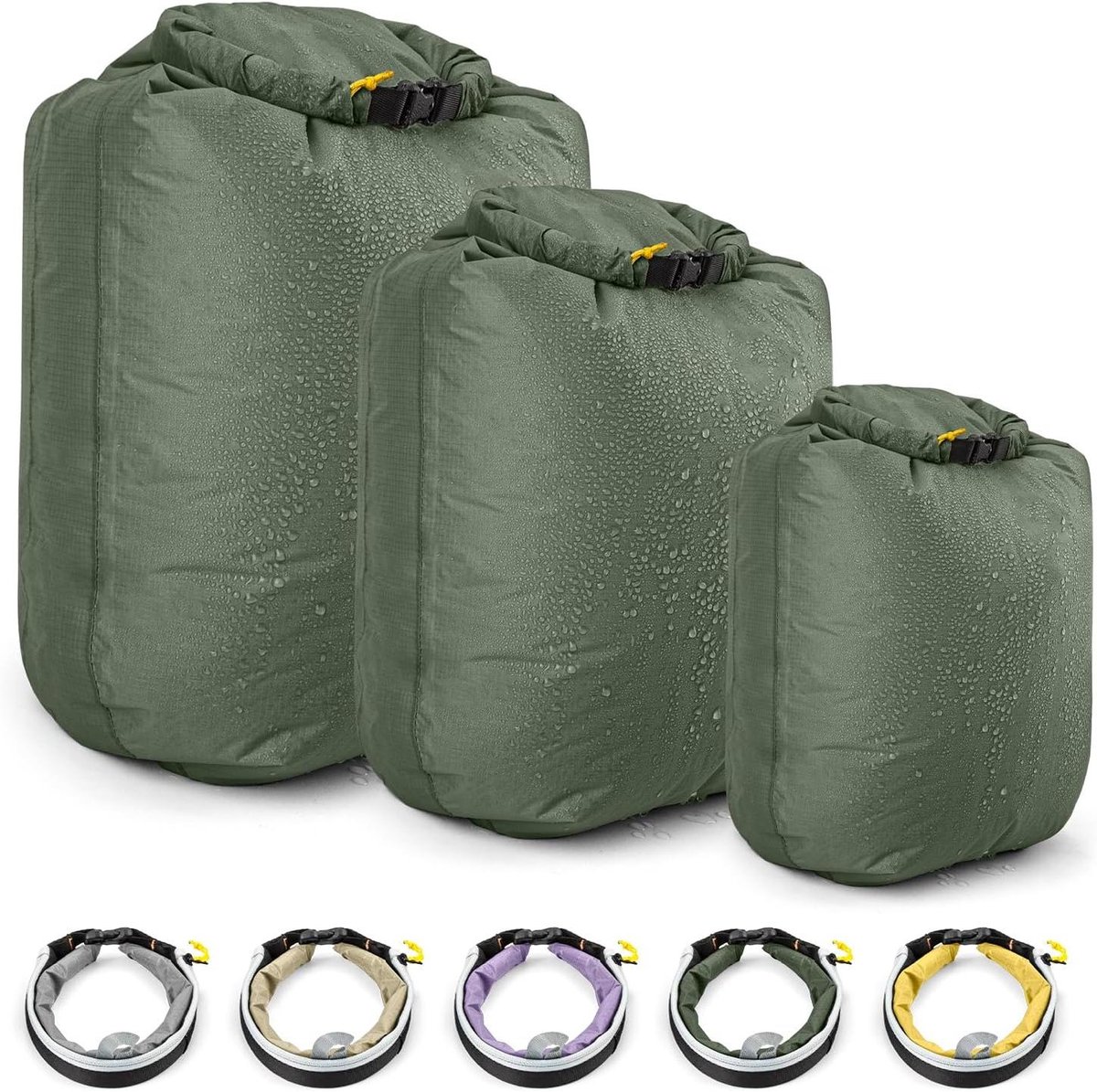 Waterdichte Dry Bag Set - Lichtgewicht Roll Top Drifting Bag 3-Pack voor Kajakken Rafting Varen Wandelen Camping Reizen Backpacken Groen Eenvoudig
