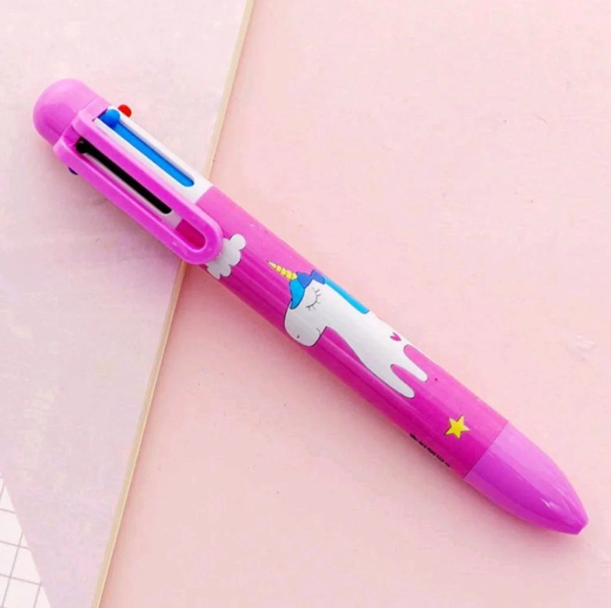2 stuks meerkleuren balpennen eenhoorn - unicorn - 6-kleuren