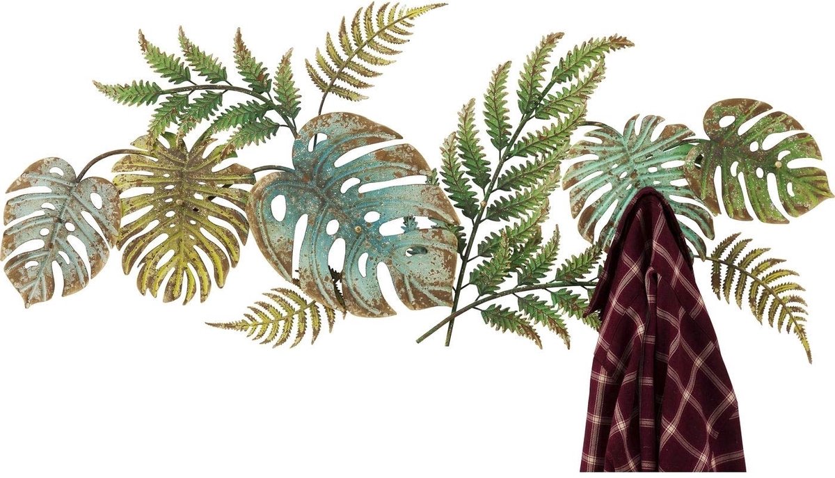 Ibenzoa Moderne Wandkapstok met Jungle-Design en Zes Kledinghaken voor Stijlvol Opruimen groen