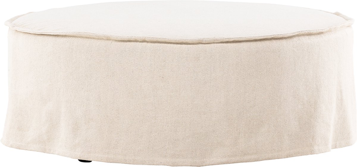 Nest living Odette Ronde Linnen Poef Beige - Voetenbank - Hocker - Katoen - Ø 101 cm
