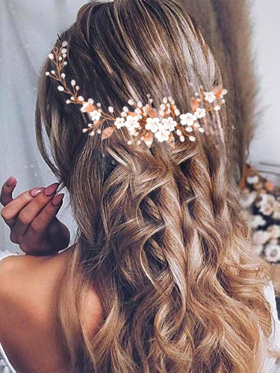 Ibenzoa® Stijlvolle Bruidshoofdtooi Met Kristallen, Parels en Kunstbloemen Voor Elke Gelegenheid