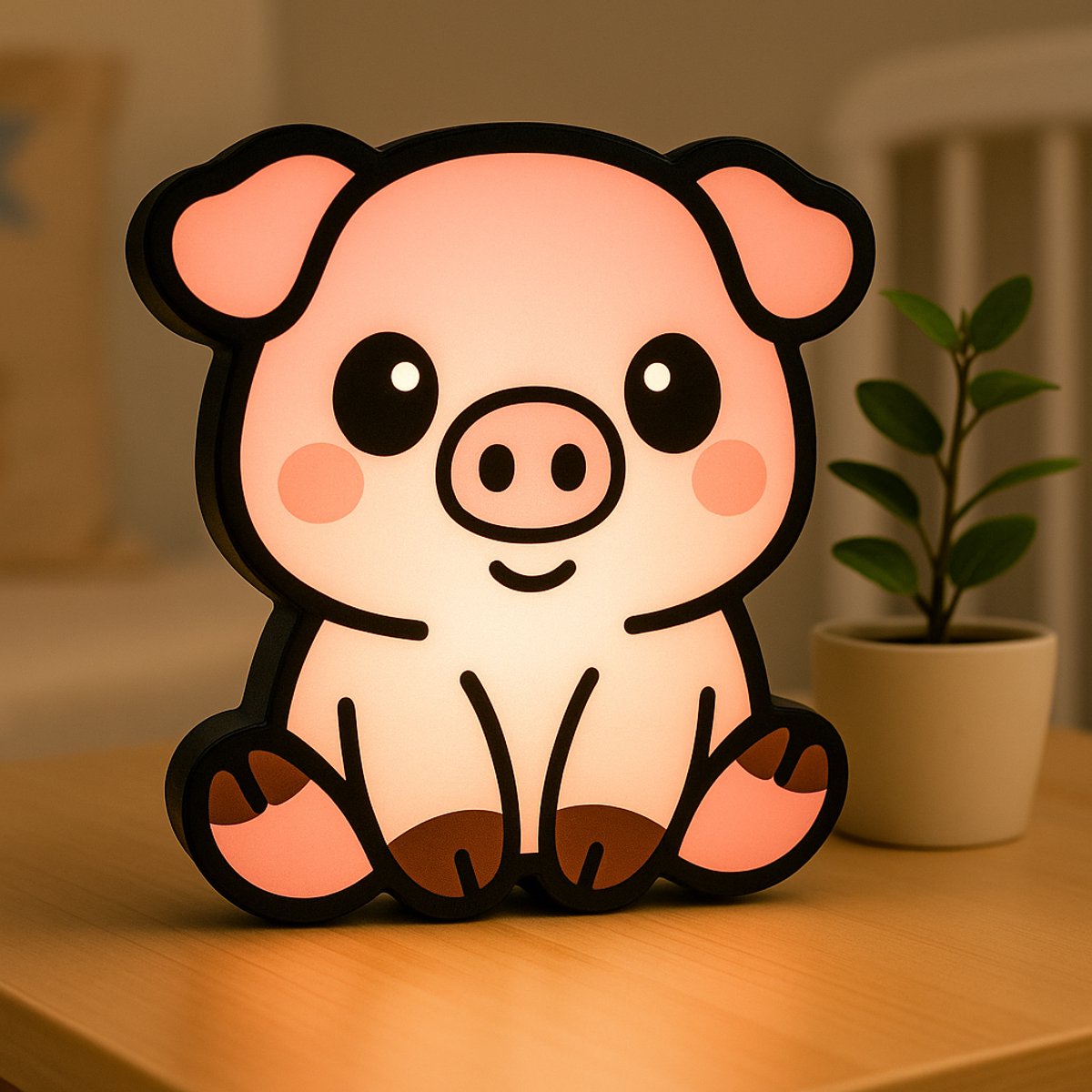 Schattig Biggetje Nachtlampje – Cartoon Varken Lightbox voor Kinderen – 3D LED USB Nachtla