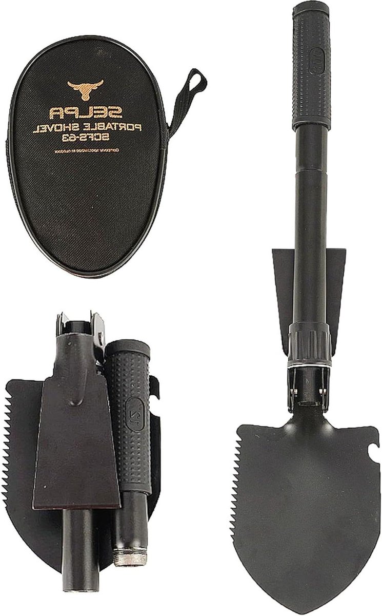 Multifunctionele Klapspaten Stalen Mini-Schep met Kompas en Opbergtas