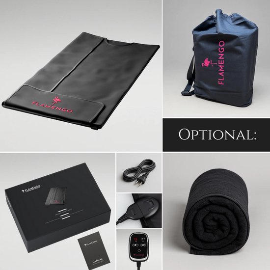Flamengo® Infrarood Sauna Deken PRO + Wrap Inleghanddoek – High-End Warmtebeleving vergelijkbaar met premium infrarood sauna’s - Mobiele draagbare saunadeken incl. draagtas