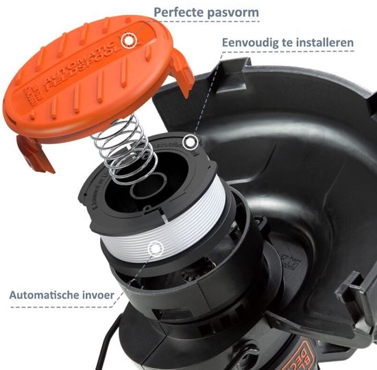 10-pack trimmerdraadspoel, compatibel met Black & Decker trimmers, A6481 A6485 1,65 mm bosmaaierdraadspoel (8 trimmerdraad, 2 afdekkingen, 2 veren) van Merkloos	 — afbeelding 3