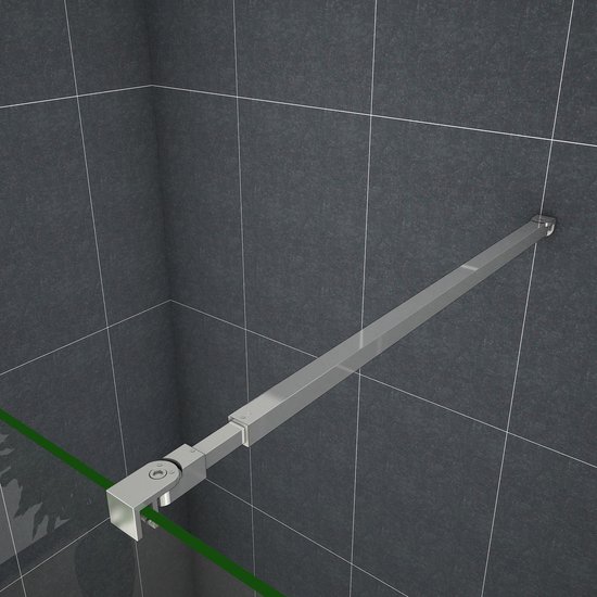 Inloopdouche-douchewand-walk in 8mm NANO EasyClean veiligheidsglas，40x200cm+73-120cm Stabilisatiestang,glanzend chroom profiel