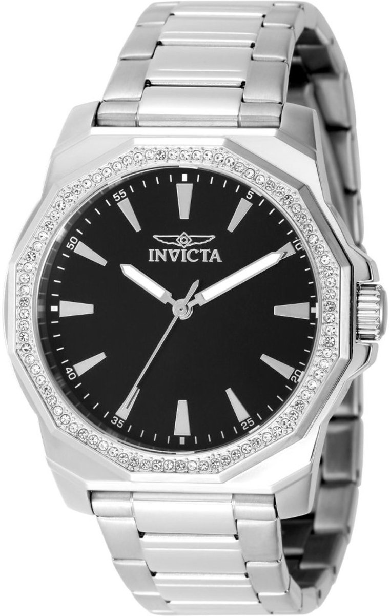 Invicta Speedway 49103 Heren Horloge - Waterdicht - Analoog - Quartz Uurwerk - Roestvrij Staal met zwarte Wijzerplaat - 42mm