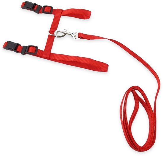 Kattentuigje Met Looplijn Kattenharnas Kittentuigje Kattenriem Met Looplijn Kat Kitten Tuigje Verstelbaar - rood
