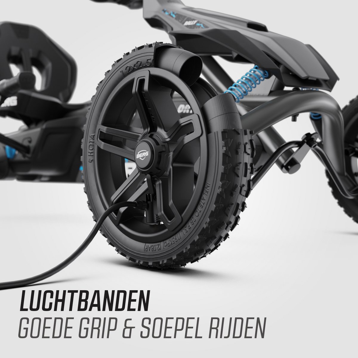 BERG Rally DRT Black 3 Gears Skelter - Drie Versnellingen - Schokabsorberende off-road veren- Verstelbare stoel - 4+ Jaar - Zwart — afbeelding 7