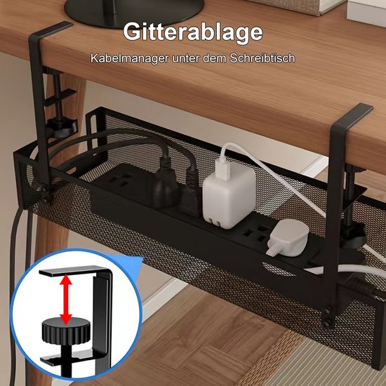 Kabelgoot Bureau Klemmen - Zonder Boren | Kabelmanagement Onder Bureau (40cm, 4.5KG) - Zwart