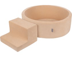 KiddyMoon Schuim speeltuin VELVET PPZP-OK30V-122 met zand beige ballen: pastel beige-haar-wit 100 zwembad/stapsteen
