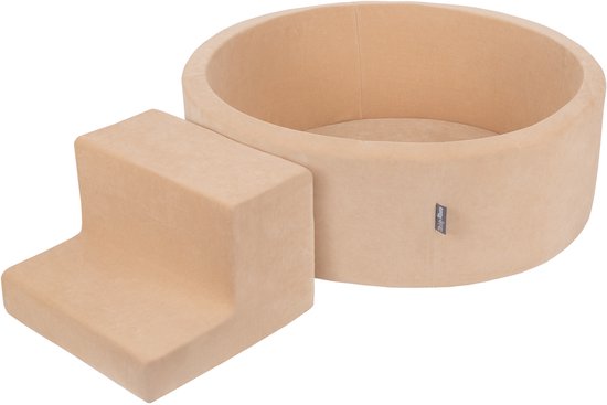 KiddyMoon Schuim speeltuin VELVET PPZP-OK30V-122 met zand beige ballen: pastel beige-haar-wit 100 zwembad/stapsteen