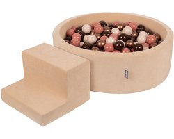 KiddyMoon Schuim speeltuin VELVET PPZP-OK30V-122 met zandbeige ballen: bruin-koper-pastel-beige-haar zwembad 200/stap