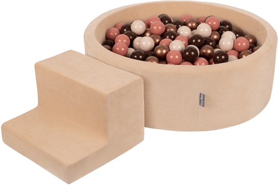 KiddyMoon Schuim speeltuin VELVET PPZP-OK30V-122 met zandbeige ballen: bruin-koper-pastel-beige-haar zwembad 200/stap