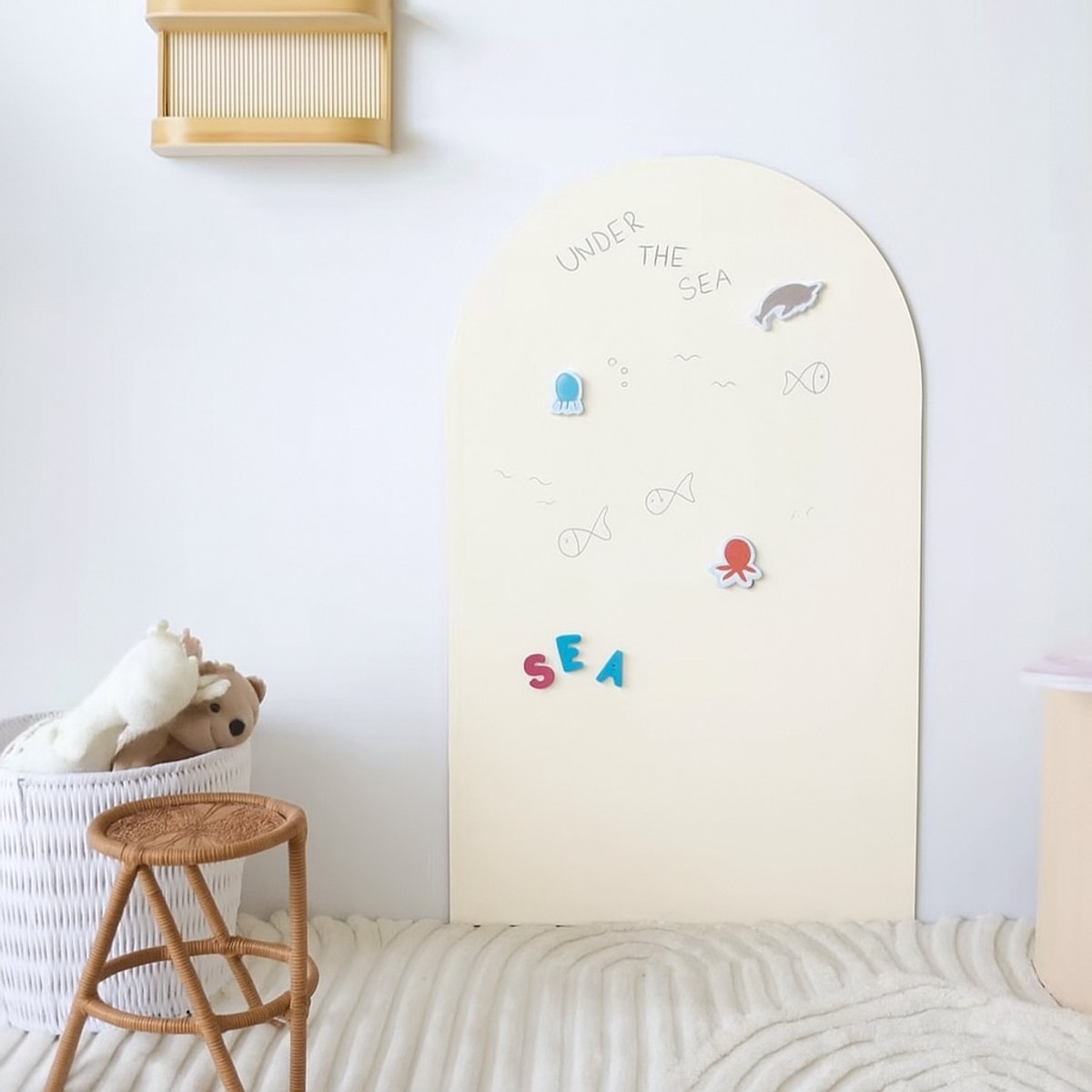 Duvision Magnetische Muursticker - Krijtbord - Boogvorm - Ivoorwit (Beige) - B80 x H100 cm