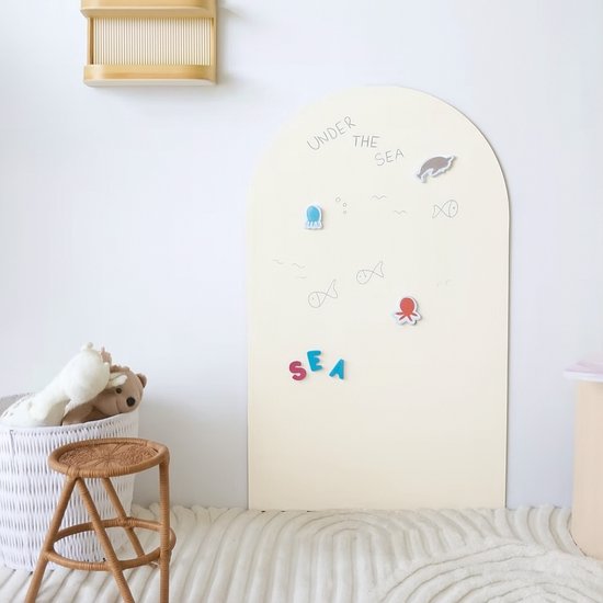 Duvision Magnetische Muursticker - Krijtbord - Boogvorm - Ivoorwit (Beige) - B80 x H100 cm