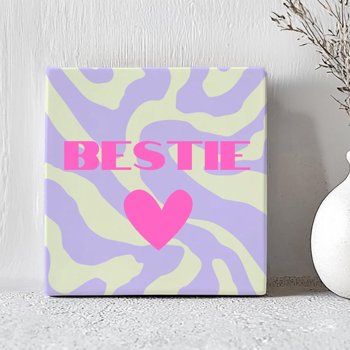 Printazzy - Tegeltjes met Tekst - Bestie - Cadeau voor Haar - Vriendschap - Decoratie Woonkamer - Wanddecoratie - Decoratie - Zebra