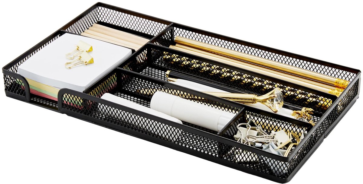Ibenzoa® Metalen Schrijfbureau Lade Organizer met Meerdere Vakken voor Diverse Toepassingen in Huis en Kantoor