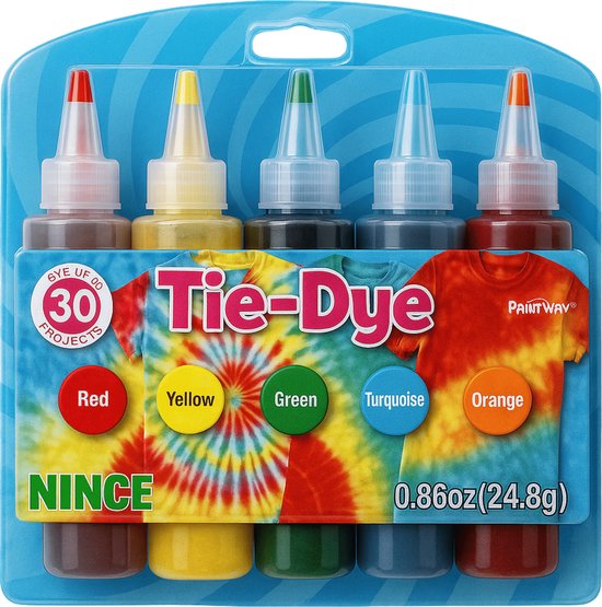 Nince Tie-Dye kit van hoge kwaliteit Kit 3 - Complete kit van 5 kleuren textiel - Tie Dye set - Tie Dye verf premium kwaliteit 3 varianten