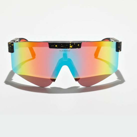 Flamengo® Sport Zonnebril - TR90 Frame+TAC Lens - Viper Glasses - Wintersport zonnebril - sneeuw - ski bril - Fietsbril - Sportbril - rave space festival bril - UV 400 gepolariseerd - Rood Oranje
