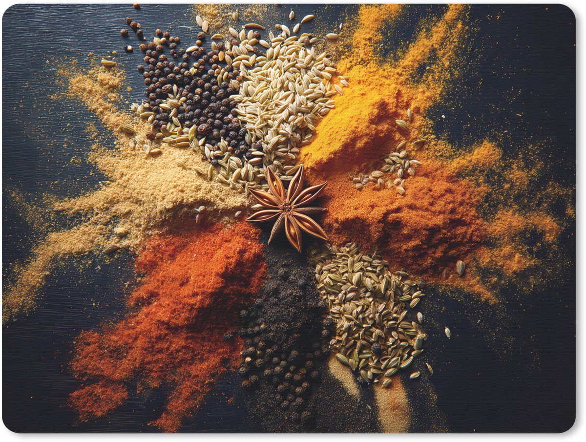 Muismat 23x19 cm - Mousepad Specerijen - Explosie - Oranje - Muismatten