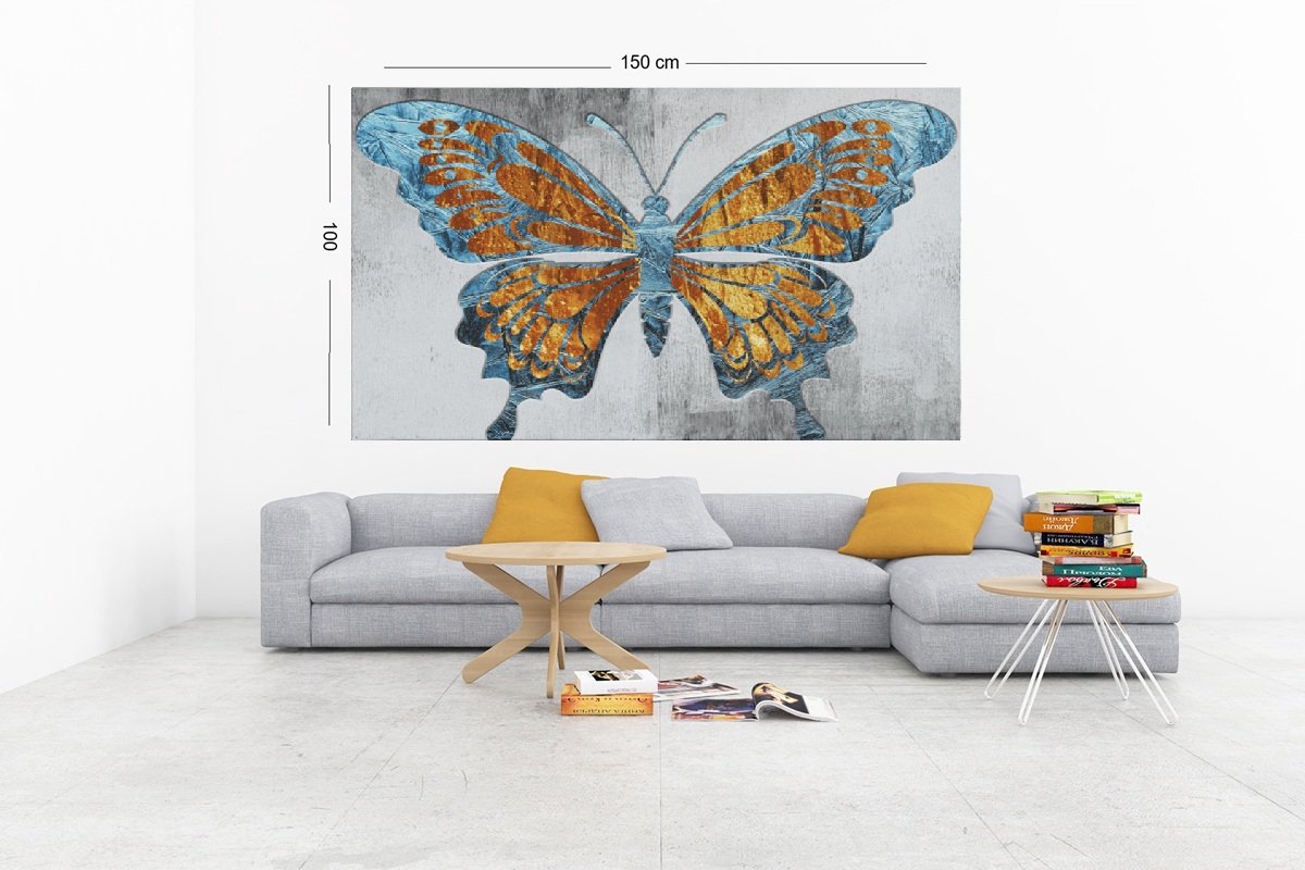 Trendex Global Canvas Schilderij – Grote Vlinder – Kleurrijke Dierenkunst – Wanddecoratie – 120x80 cm