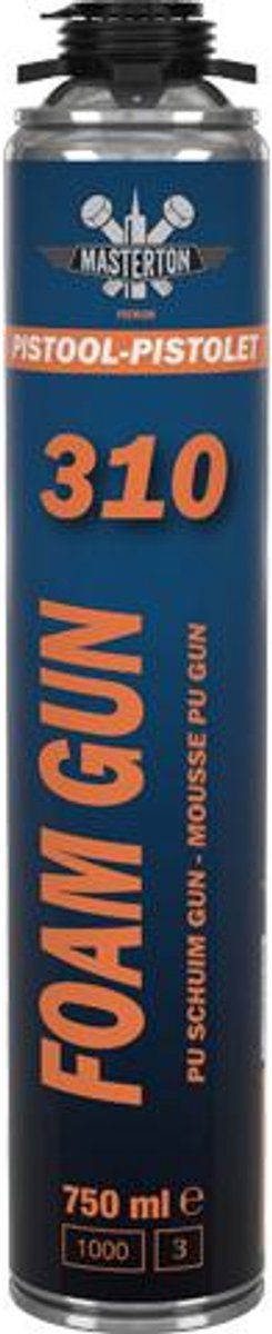 Masterton Purschuim 750 ml – PU Schuim met Hoge Expansie – Isolatie-, Afdichtings- en Montageschuim voor PU-pistool – Binnen en Buiten
