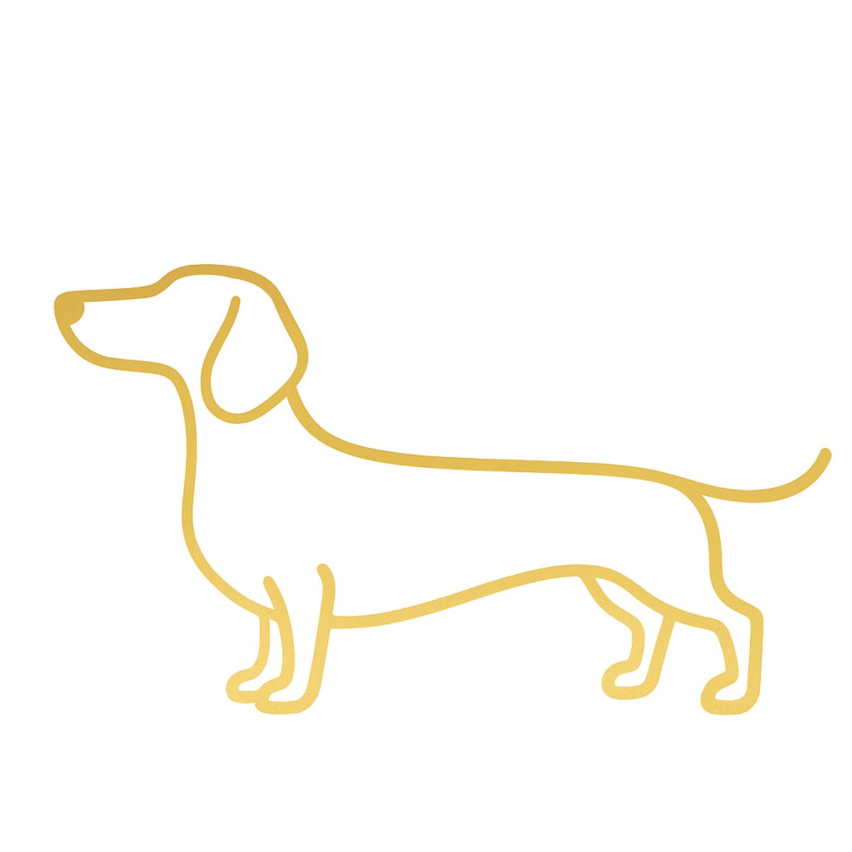 Teckelbeeldje - goudkleurig - 22 cm breed