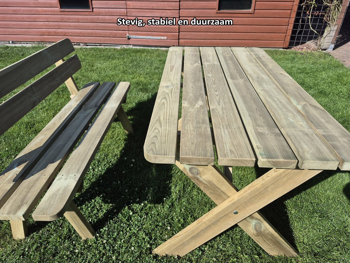 Houten Tuintafel 120cm – Premium - Extra Stevig & Landelijke Tuin tafel - Weerbestendig & Eenvoudige Montage - Andy – foto 8