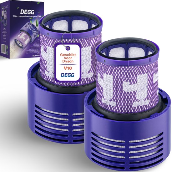 DEGG® – Hepa Filter Geschikt voor Dyson V10 – Wasbaar – Vervangt Dyson V10 Filter – Onderdelen – Duurzaam – Premium Kwaliteit – 2 STUK(S) CONTROLEER UW MODEL !