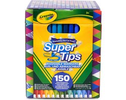 Crayola - Supertips - Viltstiften - Set van 150 viltstiften in verschillende kleuren - Uitwasbare viltstiften met middelgrote punt