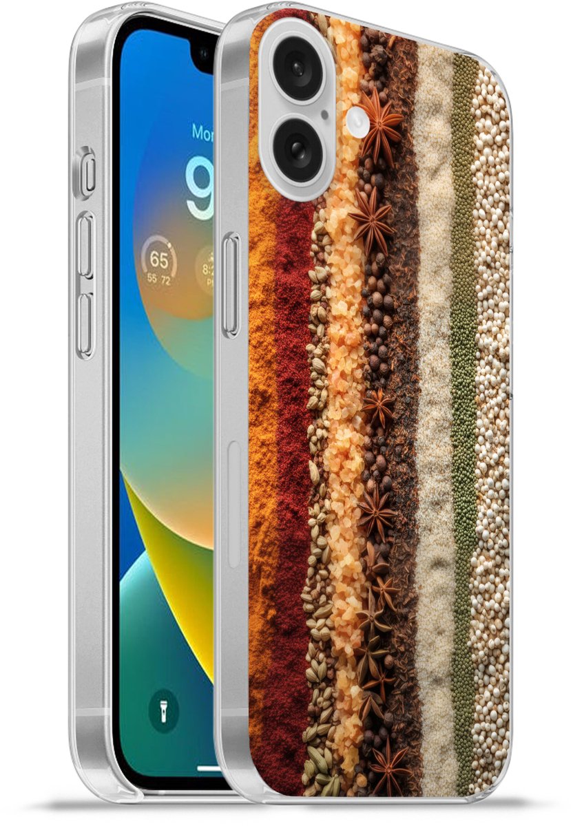 Telefoonhoesje Geschikt voor Apple Iphone 16 Plus hoesje - Banen - Verticaal - Kruiden - Variatie - Siliconen Telefoonhoesje Telefoonhoesje