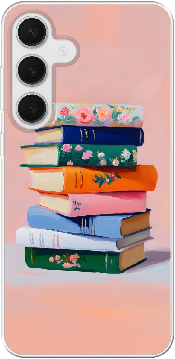 Telefoonhoesje Geschikt voor Samsung Galaxy S25 Plus hoesje - Boeken - Stapel - Kleurrijk - Siliconen Telefoonhoesje Telefoonhoesje