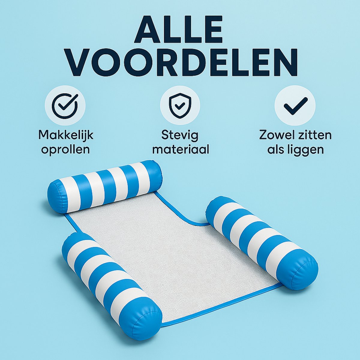 Dicadore - Waterhangmat - Luchtbed Zwembad - Luchtmatras opblaasbaar - Licht Blauw/wit - Zwembad/Strand - Waterspeelgoed - Vakantie — afbeelding 3
