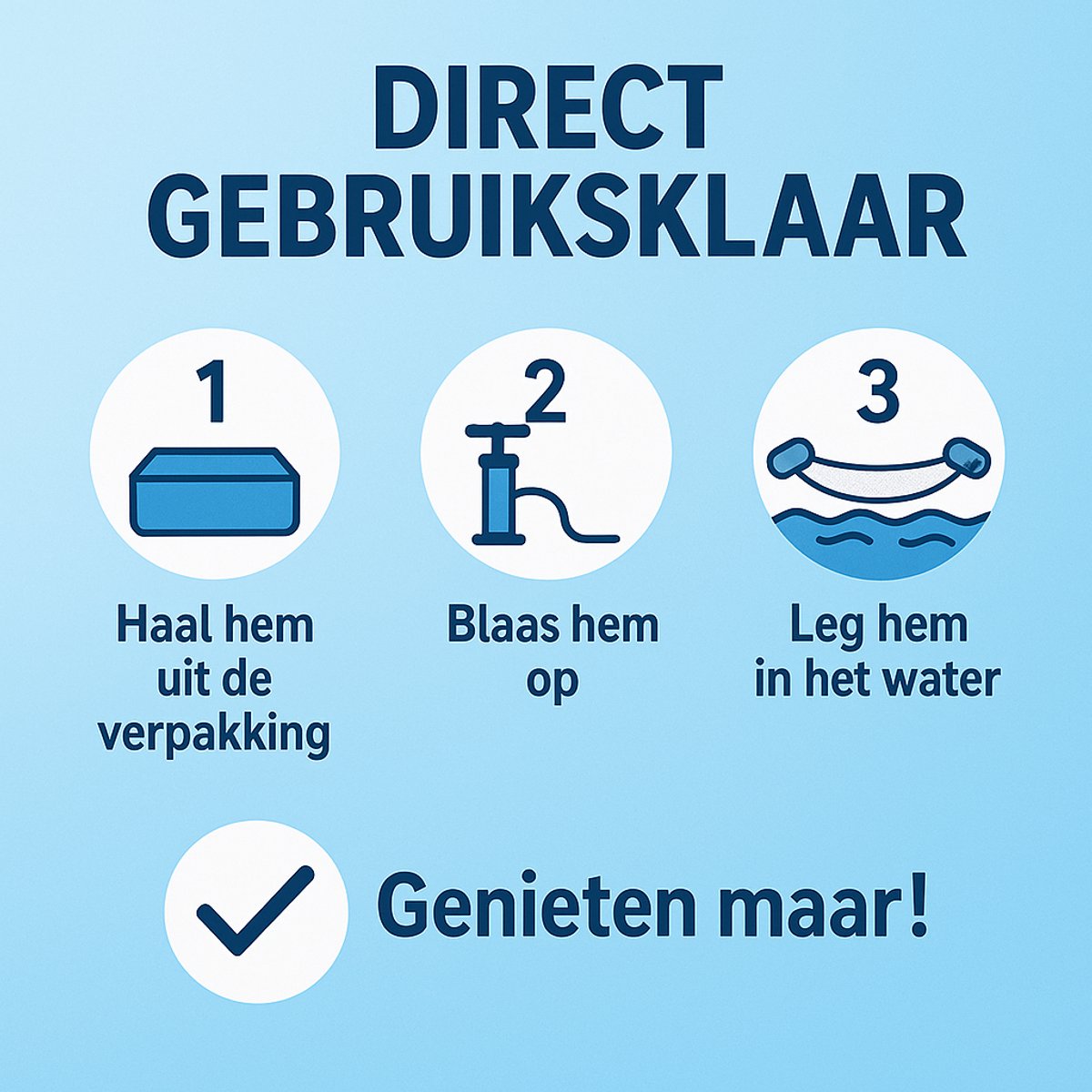 Dicadore - Waterhangmat - Luchtbed Zwembad - Luchtmatras opblaasbaar - Licht Blauw/wit - Zwembad/Strand - Waterspeelgoed - Vakantie — afbeelding 4