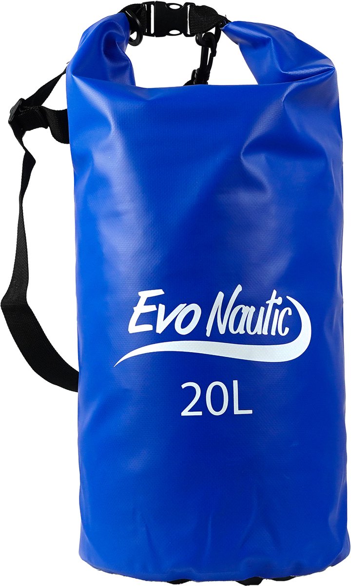 EvoNautic Drybag 20L Blauw - Waterdichte Tas - Inhoud van 20 Liter - Kleur Zwart - Geschikt voor Zwemmen, Wandelen, Suppen en Varen