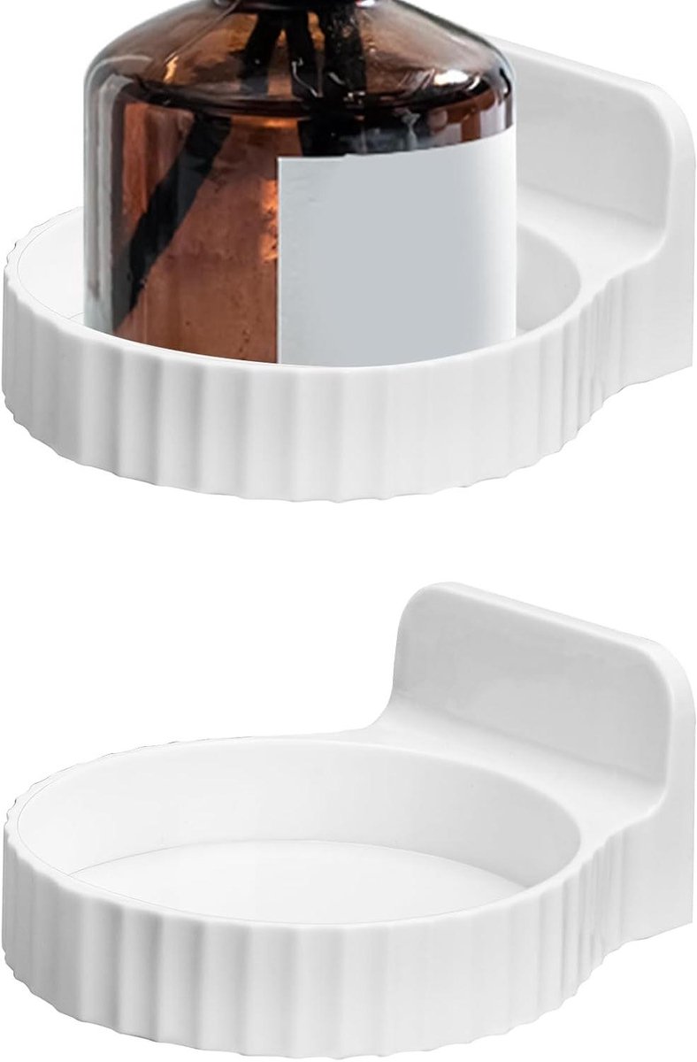 Allecto Plus - Wandgemonteerde Aromatherapie Flessenhouder - Douche Organisator - 2 stuks - Geschikt voor Douche Slaapkamer - Motorhome - Wit