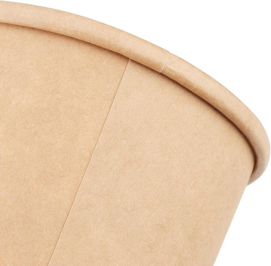100x Kartonnen Soepbeker met Deksel 350ml – Kraft Papier, Wegwerp Hore – Goedkope Disposable