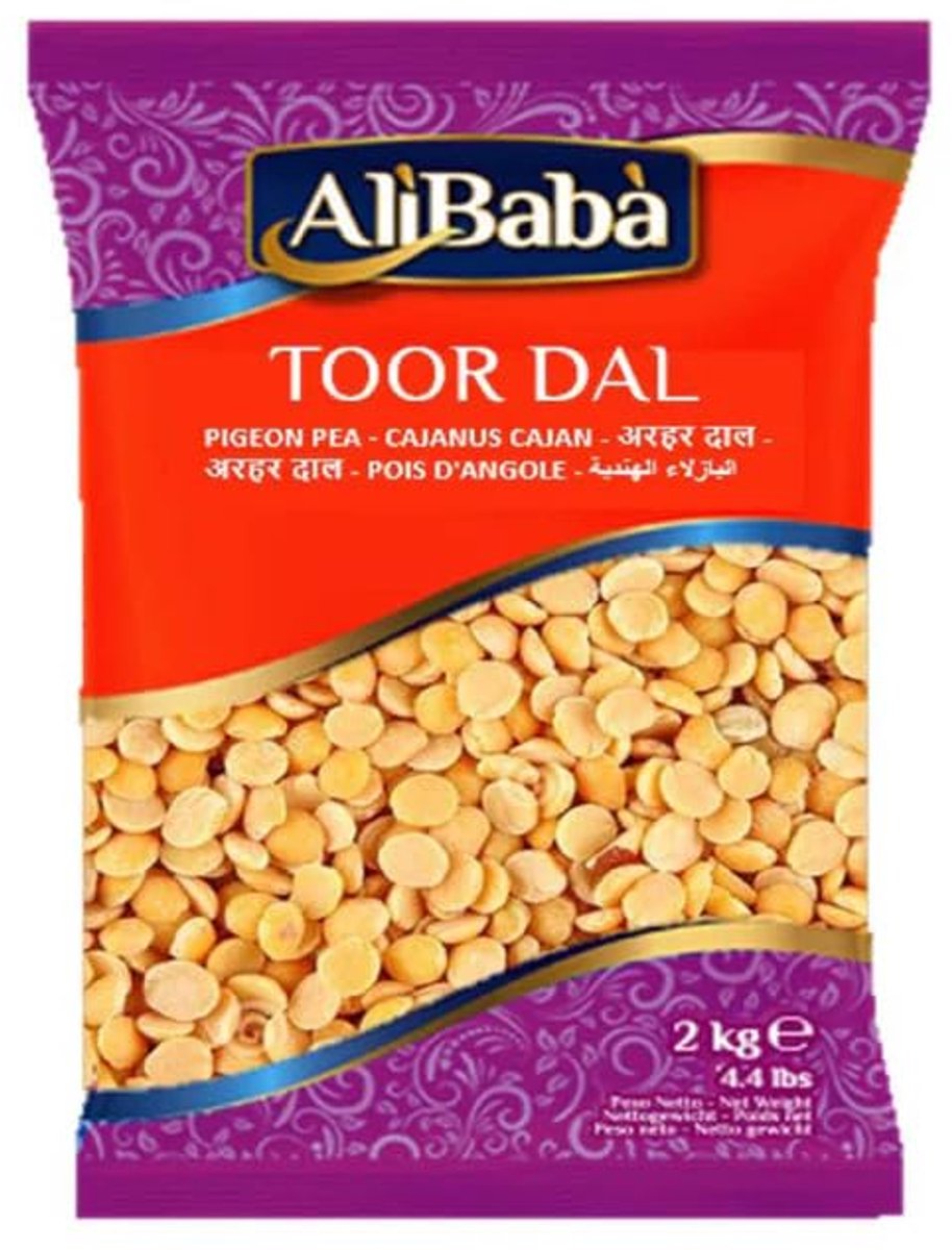 Toor Dal 2 x 2 kg - Gele splitlinzen, duivenerwten (Cajanus Cajan) | Ideaal voor Indiase gerechten. Zonder toevoegingen. Grootverpakking. Perfect om te bewaren met Kajal stickers Gele Spliterwten - Linzen - Yellow Split Peas
