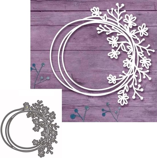 Snijmallen Embossing DIY, Rechthoekige Bloem Frame Metalen Snijmallen DIY Scrapbooking Kaarten Album Stencil - Zilver