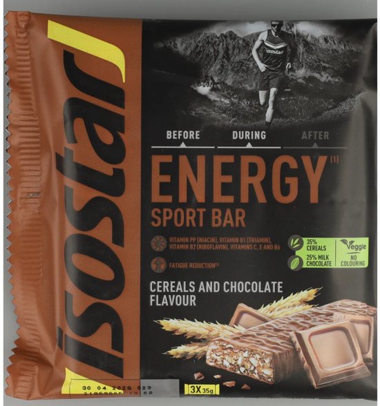 Isostar Energy Sport Bar Chocolade Smaak 3 x 40 g — afbeelding 3